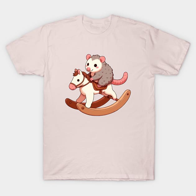 cute Possum ride rocking Horse T-Shirt by fikriamrullah